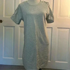Grey Cotton Tshirt Mini Dress 1.state sweatshirt material crisscross sleeve